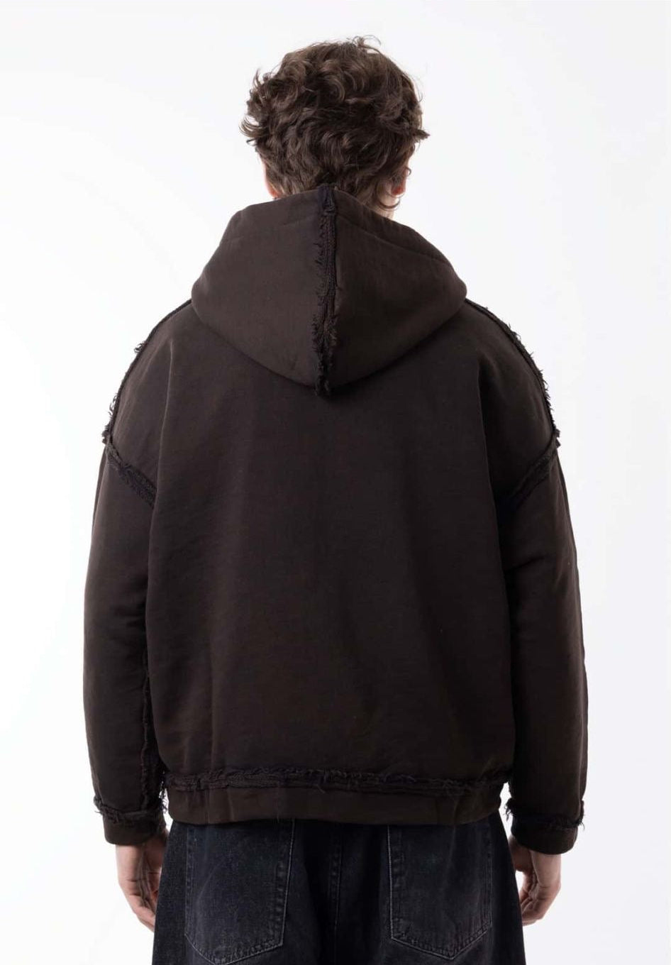 Distressed zip-up Sweater Black