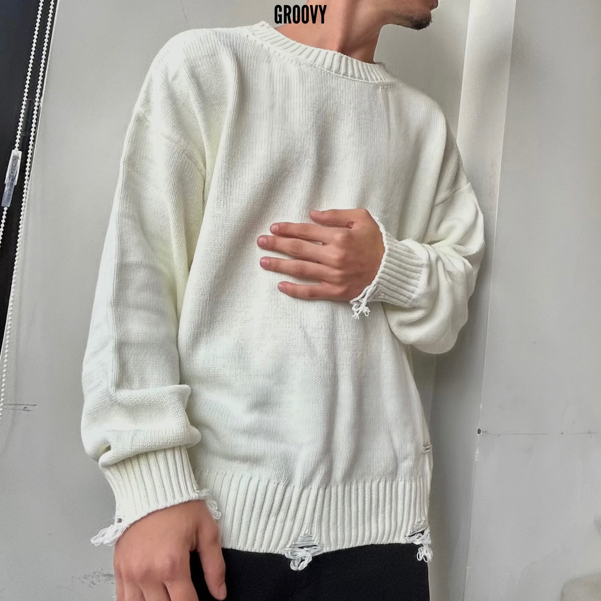 Off-white Ripped Detailed Knitwear