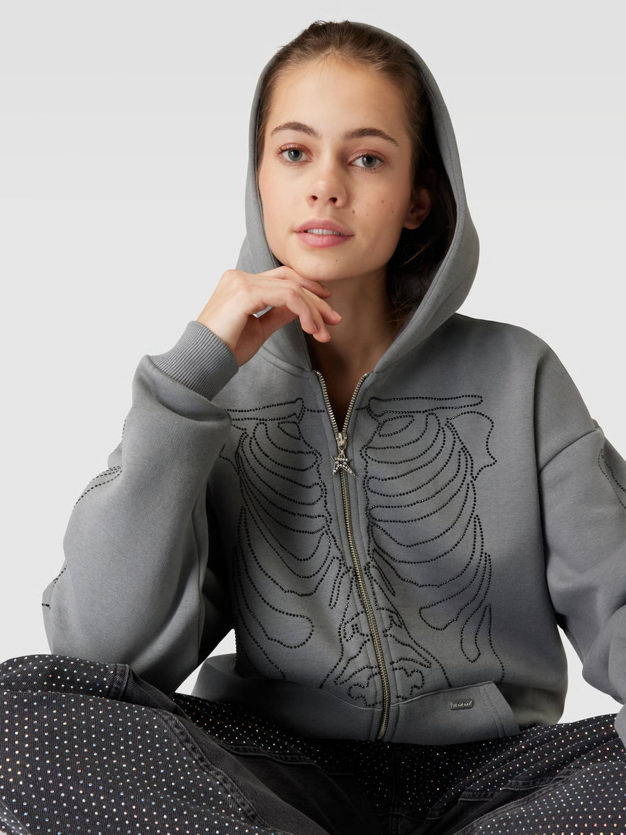Rhinestone Zip up Hoodie