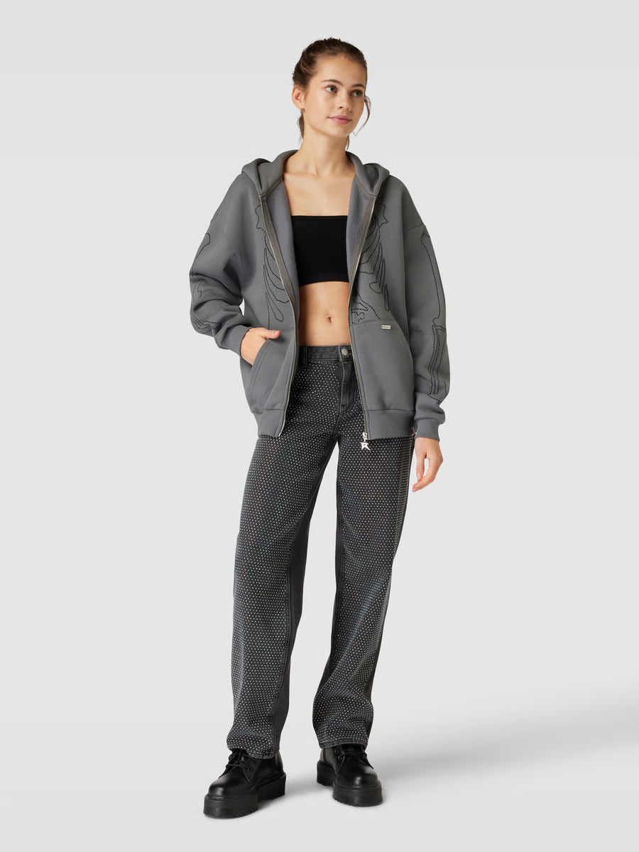 Rhinestone Zip up Hoodie